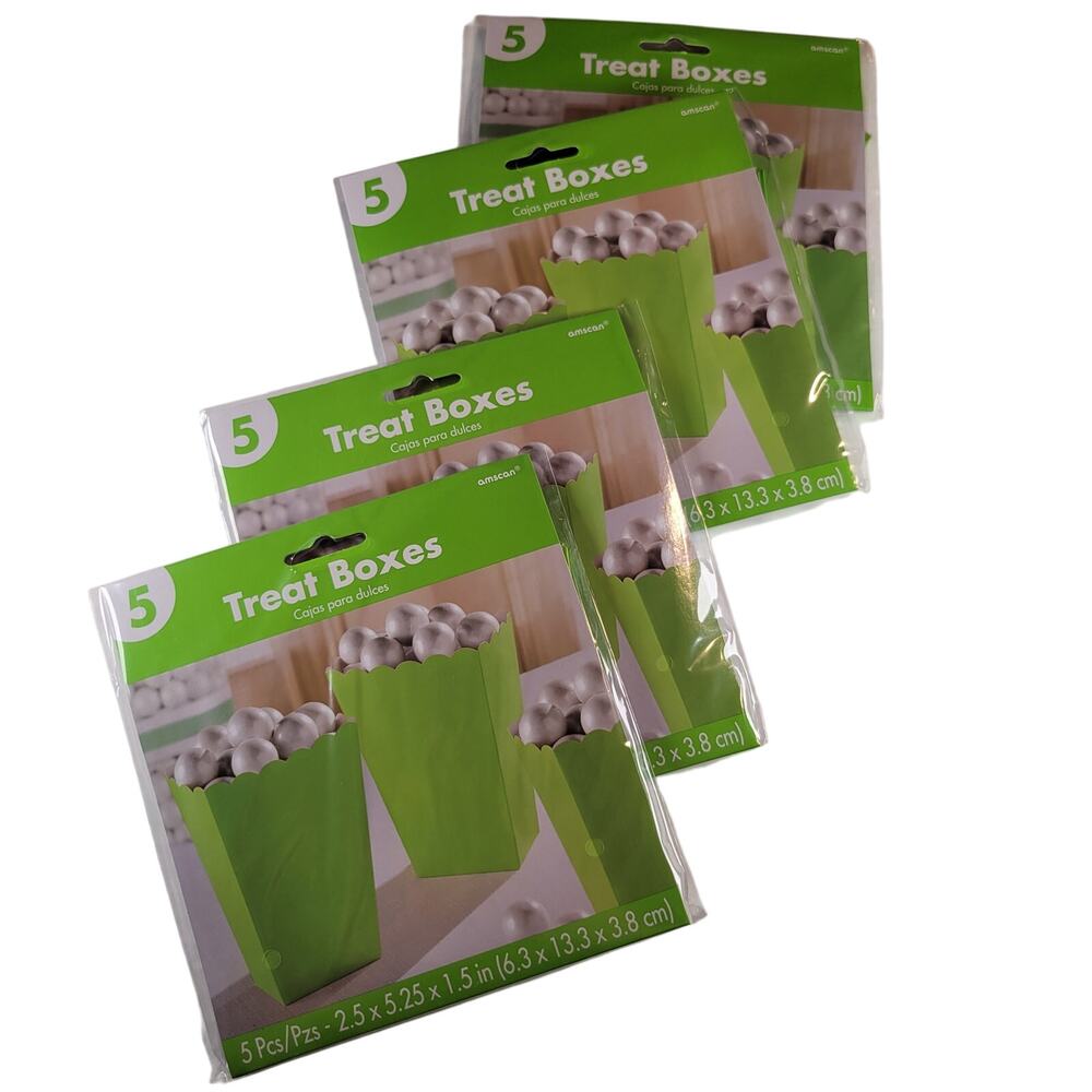 20 Green Treat Boxes for Popcorn, Candy, Party Favors - 4 Packs of 5,  Birthday